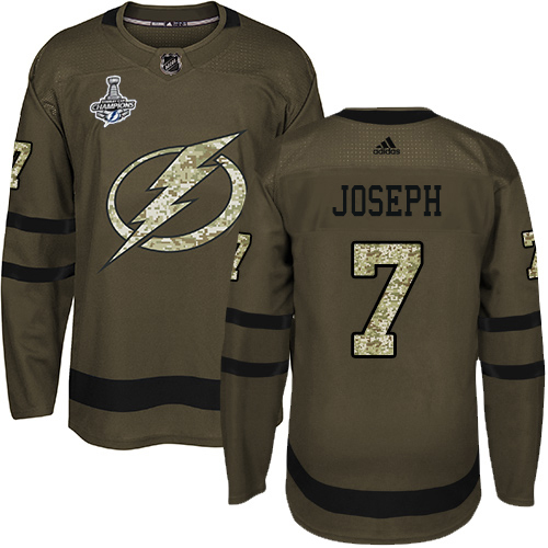 Men Adidas Tampa Bay Lightning #7 Mathieu Joseph Green Salute to Service 2020 Stanley Cup Champions Stitched NHL Jersey
